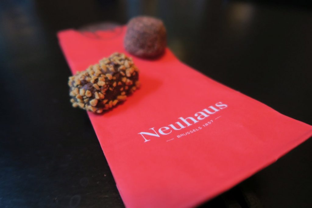our tasty bites from neuhaus; tiramisu and bitter chocolate truffles