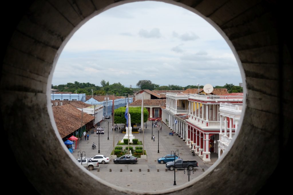 a view from the bell tower's spiral stairway